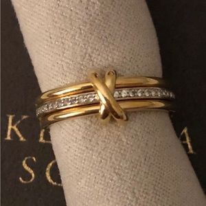 EEUC Tia band ring with white sapphire and gold vermeil